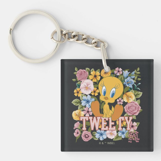 TWEETY™ Floral Embroidery Graphic Keychain (Front)