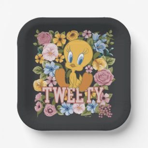 TWEETY™ Floral Embroidery Graphic Paper Plate