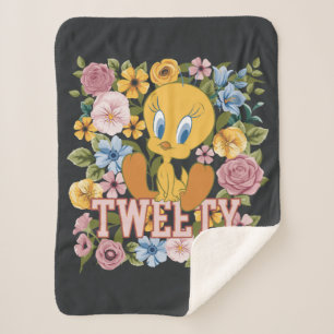 TWEETY™ Floral Embroidery Graphic Sherpa Blanket