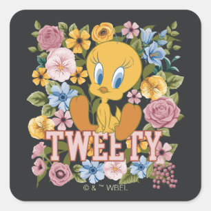TWEETY™ Floral Embroidery Graphic Square Sticker