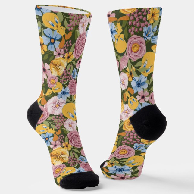 TWEETY™ Floral Embroidery Pattern Socks (Angled)