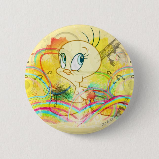 TWEETY™ In Rainbows 2 Inch Round Button (Front)
