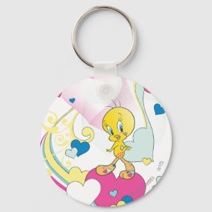 Tweety On Heart Keychain