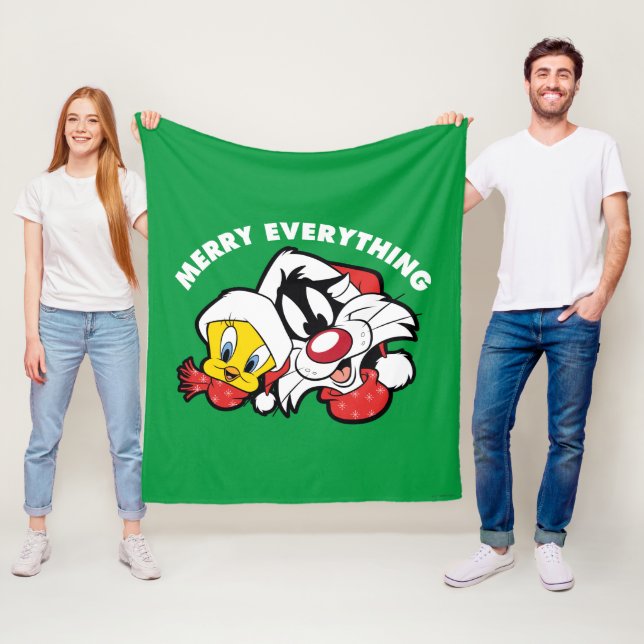 TWEETY™ & SYLVESTER™ "Merry Everything" Fleece Blanket (In Situ)