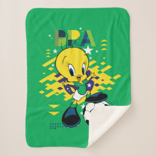 TWEETY™ Team Brazil Soccer Graphic Sherpa Blanket