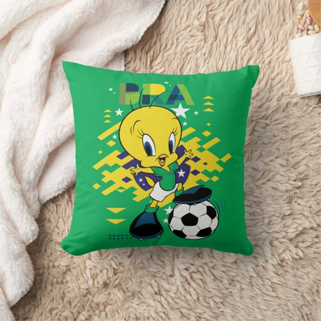 TWEETY™ Team Brazil Soccer Graphic Throw Pillow (Blanket)