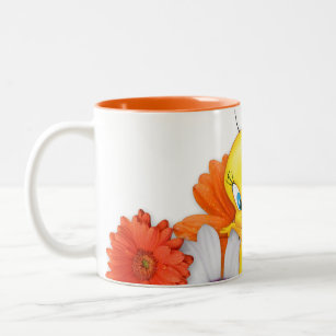 Tweety With Daisies Two-Tone Coffee Mug