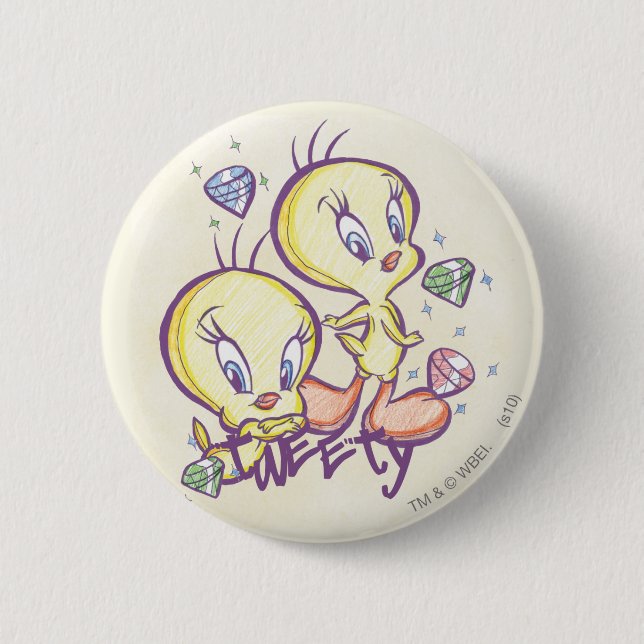 TWEETY™ with Gems 2 Inch Round Button (Front)