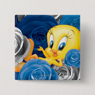 Tweety With Roses 2 Inch Square Button