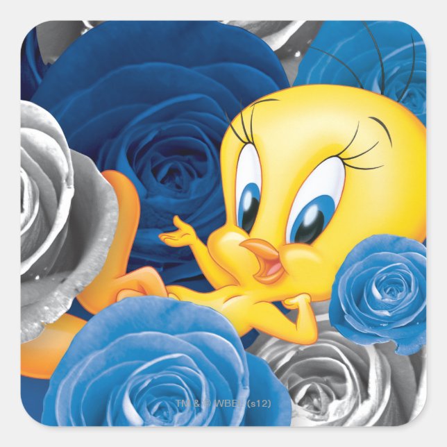 TWEETY™ With Roses Square Sticker (Front)