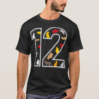 Twelfth 12 Year Old Birthday Gift Theme Cat Lovers T-Shirt