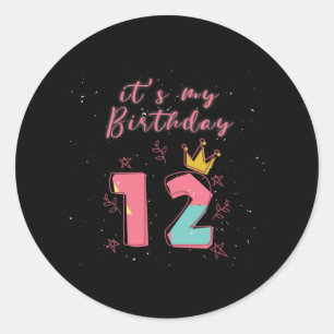 Twelfth Birthday 12th Birthday Classic Round Sticker