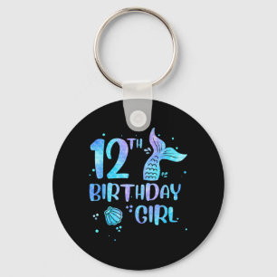 Twelfth Birthday Girl Mermaid 12th Toddlers Back Keychain