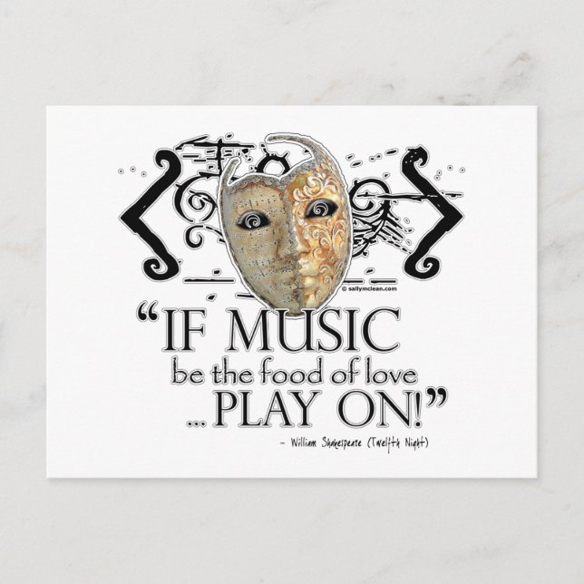 Twelfth Night Music Quote Postcard (Front)