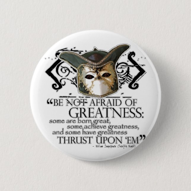 Twelfth Night Quote 2 Inch Round Button (Front)