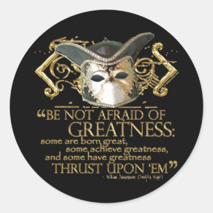 Twelfth Night Quote (Gold Version) Classic Round Sticker