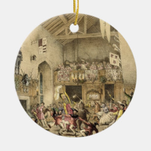 Twelfth Night Revels in the Great Hall, Haddon Hal Ceramic Ornament