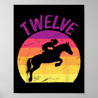 Twelve 12th Birthday Party Horse Rider Horseback R Poster