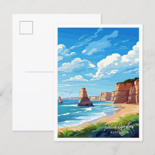Twelve Apostles Australia Art Travel illustration Postcard