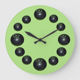Twelve Black Lawn Bowls, Large Clock