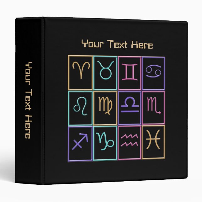 Twelve Colourful Zodiac Signs Binder (Front/Spine)
