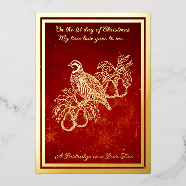Twelve days of Christmas, A Partridge  Foil Holiday Card (Front)
