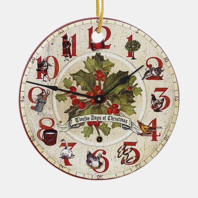 twelve days of christmas clock ornament (Front)