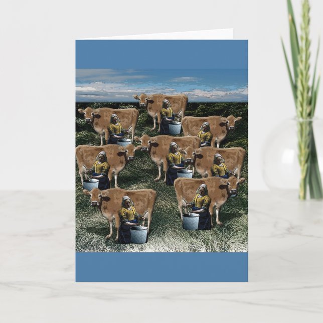Twelve Days of Christmas - Eight Maids a-Milking Holiday Card (Front)