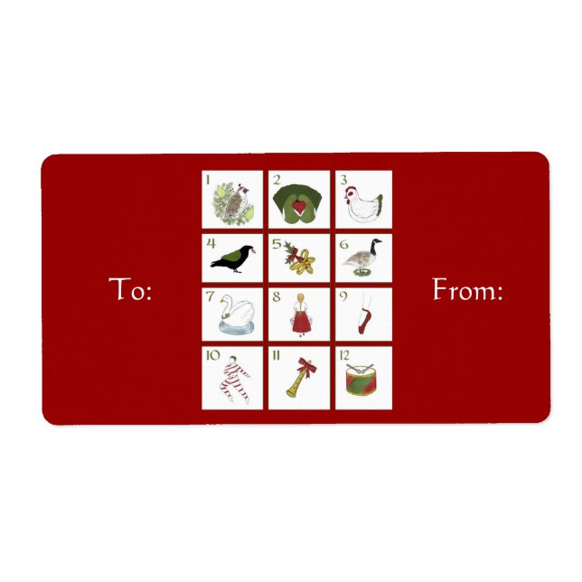 Twelve Days of Christmas Gift Labels (Front)