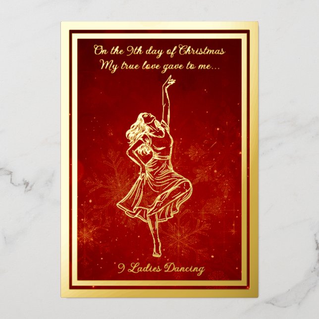 Twelve days of Christmas, Ladies Dancing Foil Holiday Card (Front)