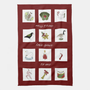 Twelve Days of Christmas My True Love Kitchen Towel