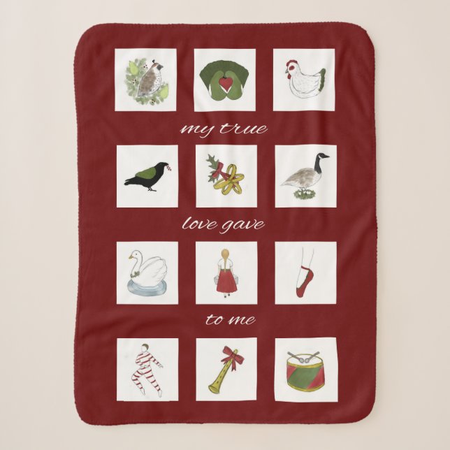 Twelve Days of Christmas My True Love Sherpa Blanket (Front)