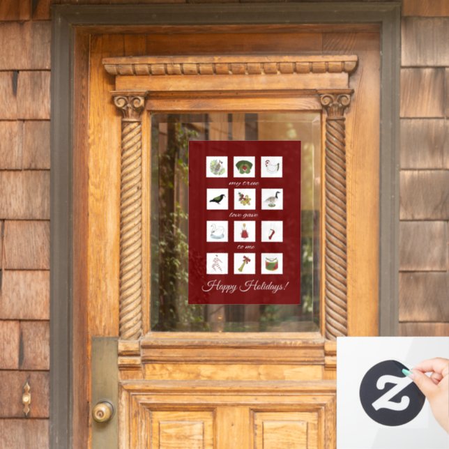 Twelve Days of Christmas My True Love  Window Cling (Home Door)