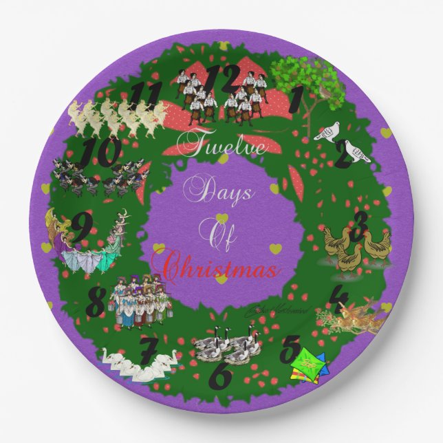 Twelve Days of Christmas Paper Plate (Front)