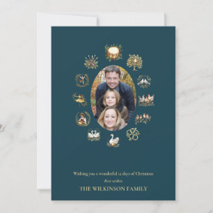Twelve Days of Christmas photo red greeting card