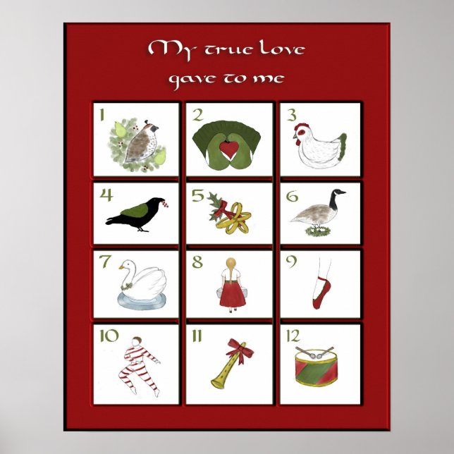 Twelve Days of Christmas Poster Print (Front)