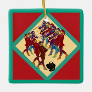 Twelve Days Of Christmas with Cat Custom 11th Day Ceramic Ornament