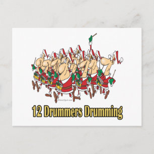 twelve drummers drumming 12th twelfth day postcard