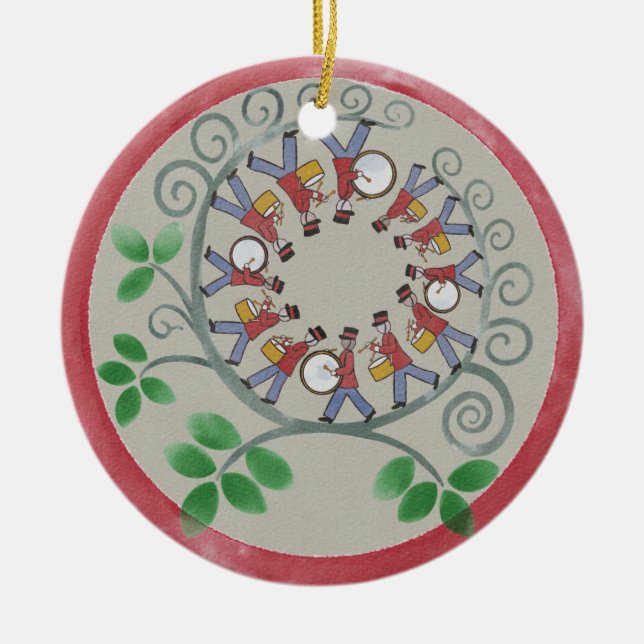 Twelve Drummers Drumming Christmas Ornament (Front)