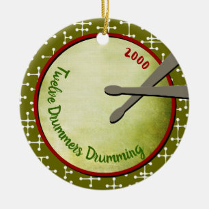 Twelve Drummers Drumming - Custom Year Ceramic Ornament