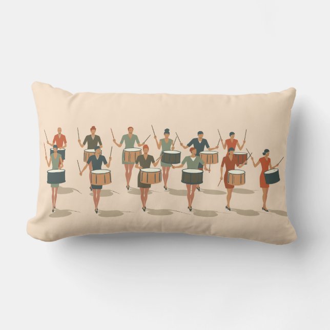 Twelve Drummers Drumming Mid-Mod Stencil-Style 1 Lumbar Pillow (Front)