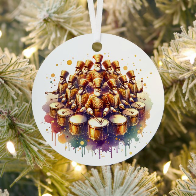 Twelve Drummers DrummingTwelve Days of Christmas Metal Ornament (Insitu)
