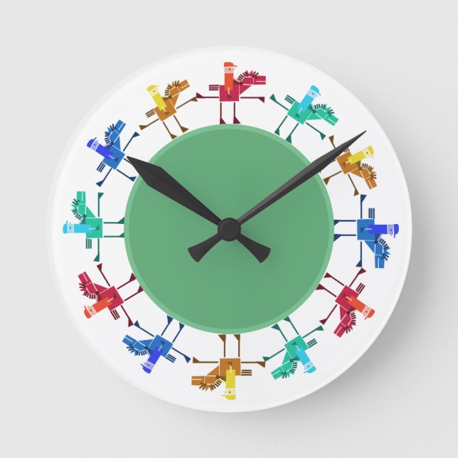 Twelve horses and riders childrens round clock (Front)