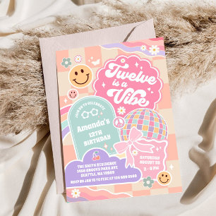 Twelve Is A Vibe Retro Daisy Birthday Invitation