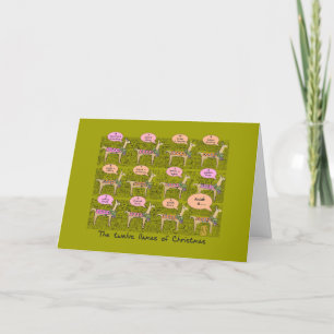 Twelve Llamas of Christmas folded greeting card