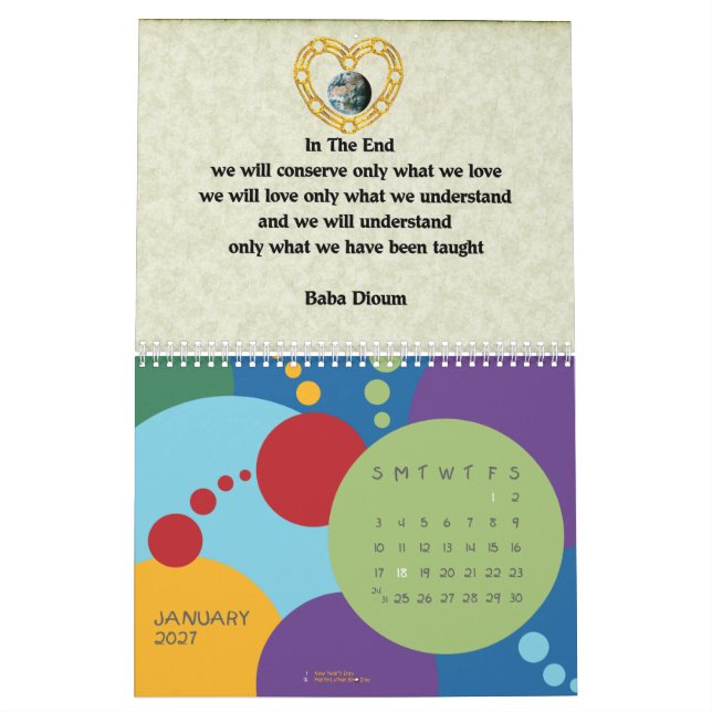 Twelve Months Of Environmental Awareness Calendar (Jan 2027)