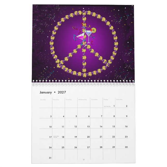 Twelve Months  Of Peace Calendar (Jan 2027)