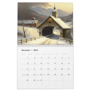 Twelve Months of Watercolor Covered Bridges Calendar