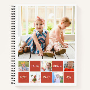 Twelve Photos Collage Inspiring Words Family Diary Notebook