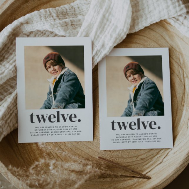 Twelve Square Photo First Birthday Invitation (Creator Uploaded)